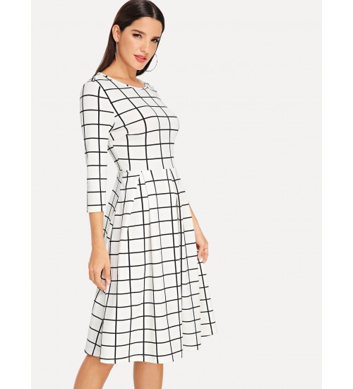Pleated Plaid Dress