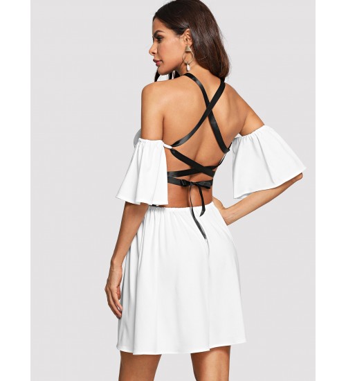 Cut Out Lace-Up Back Dress