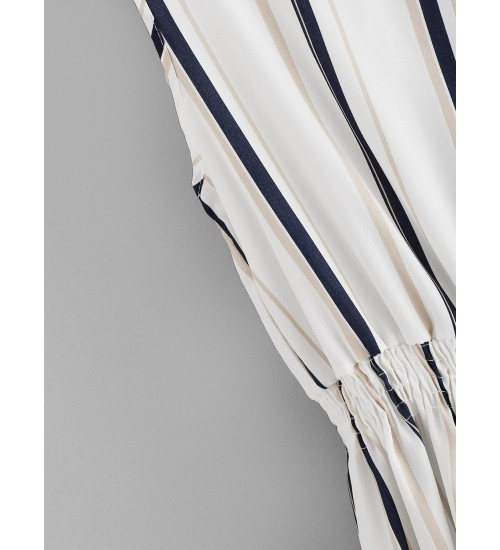 Barcode Stripe Elastic Waist Dress