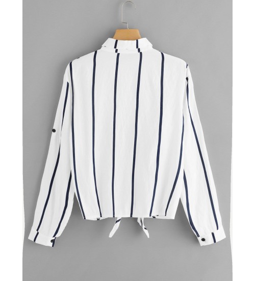 Single Breasted Striped Blouse