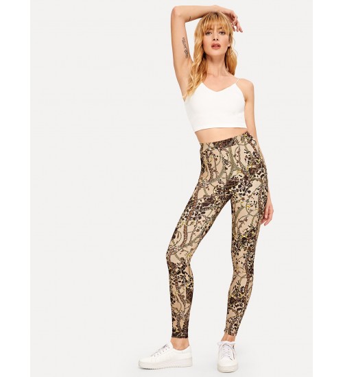 Leopard and Chain Print Leggings